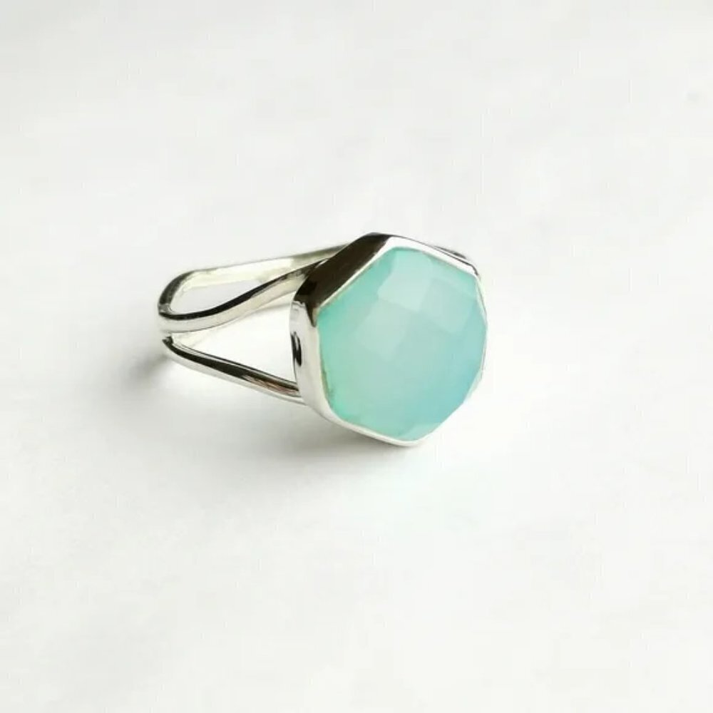 Aqua Chalcedony ring sterling silver size 6 🆕 - Picture 6 of 6